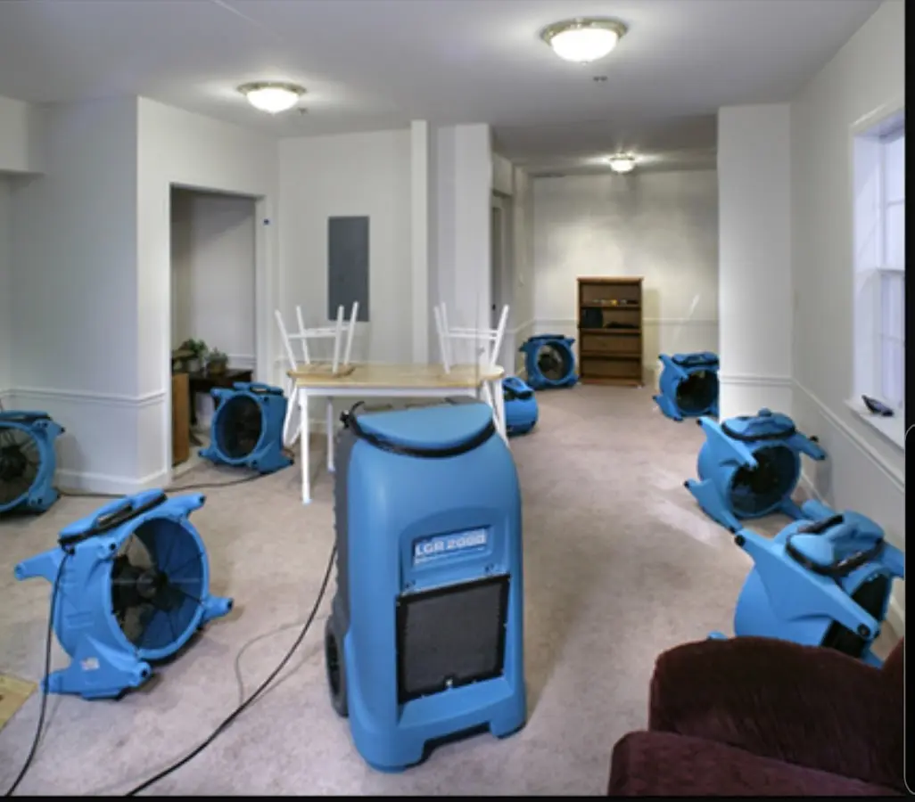 Air movers and dehumidifier setup for Water Extraction & Removal in Madison Heights